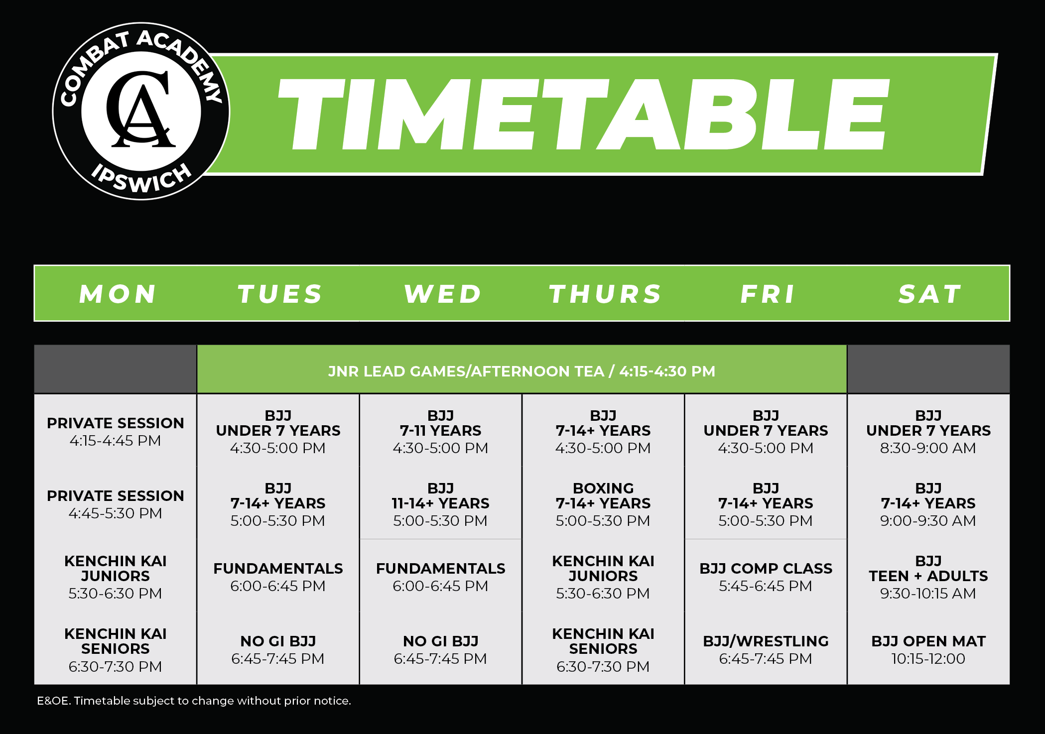 CAI Timetable 20252